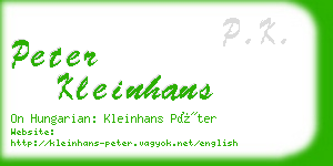 peter kleinhans business card
